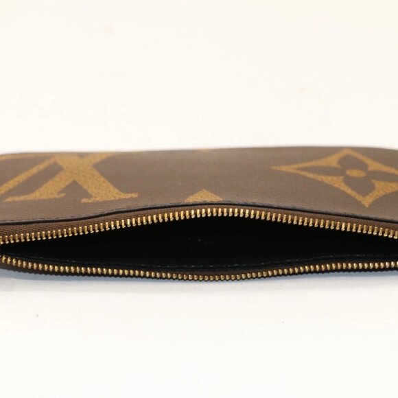 LOUIS VUITTON Trio Monogram Giant Canvas Coin Purse Wallet Key Pouch Brown 1pc - Picture 2 of 5
